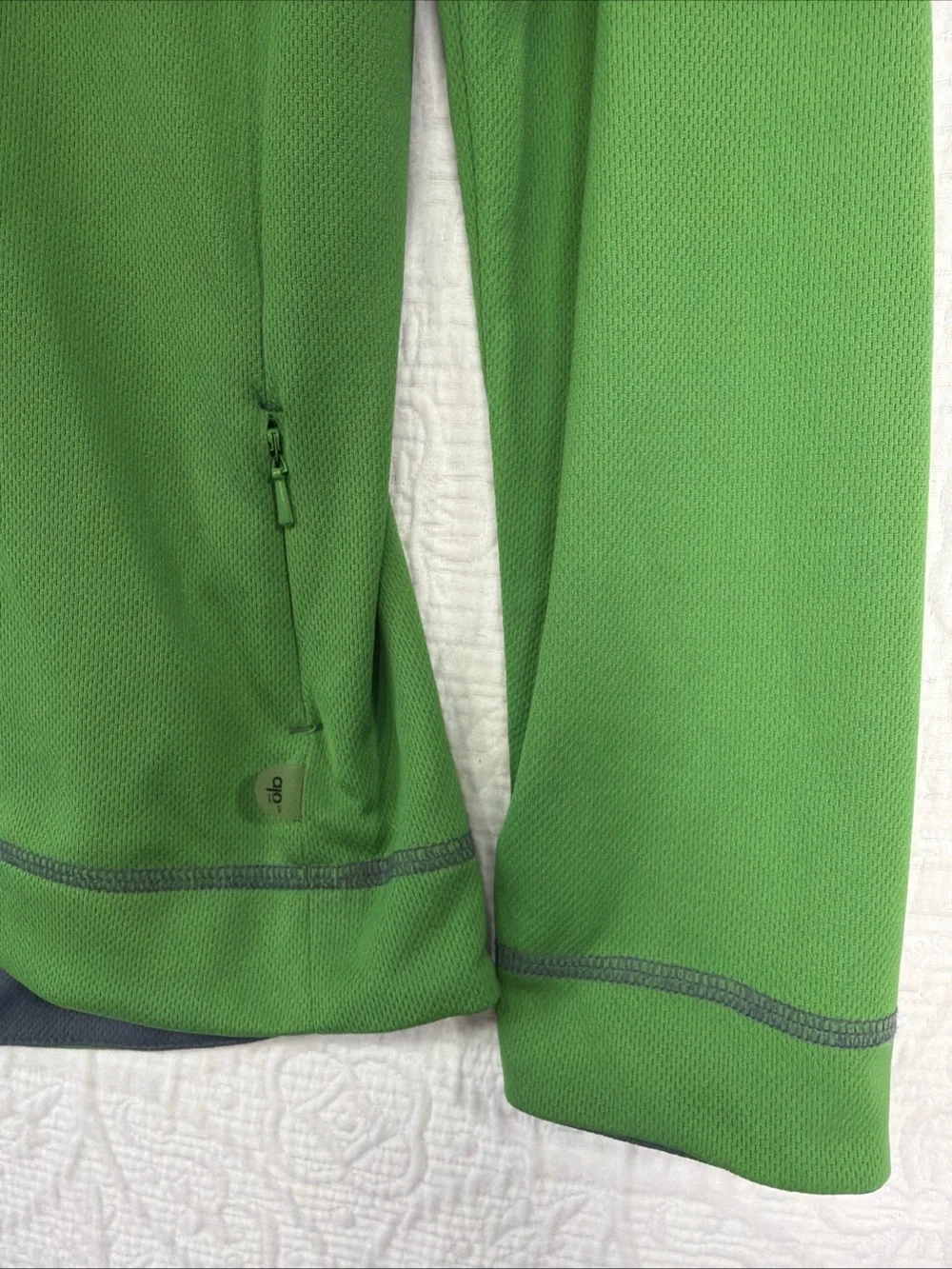 Alo Yoga Hoodie Pullover Shirt Women Large Green Coolfit Quarter Zip Mid Layer L